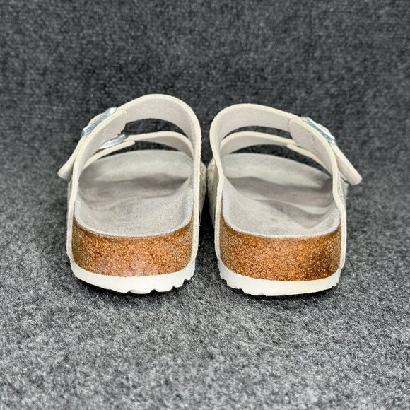 Birkenstock Arizona Sandals Women's Size 10 Silver Grey Buckle Slide Flip Flops - Picture 5 of 13
